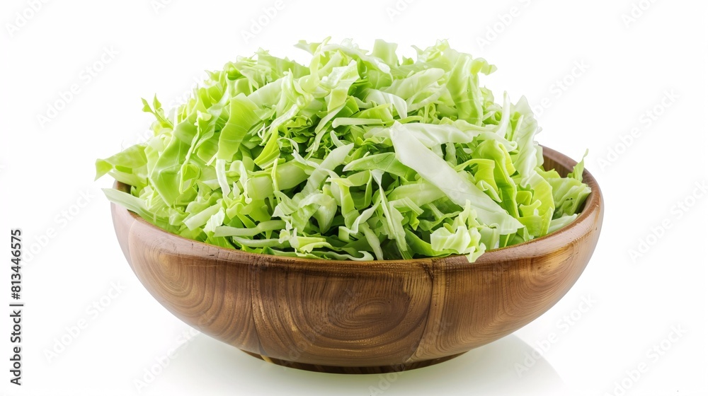 Crisp, shredded Napa cabbage in a white bowl. Crisp, shredded Napa cabbage in a white bowl.