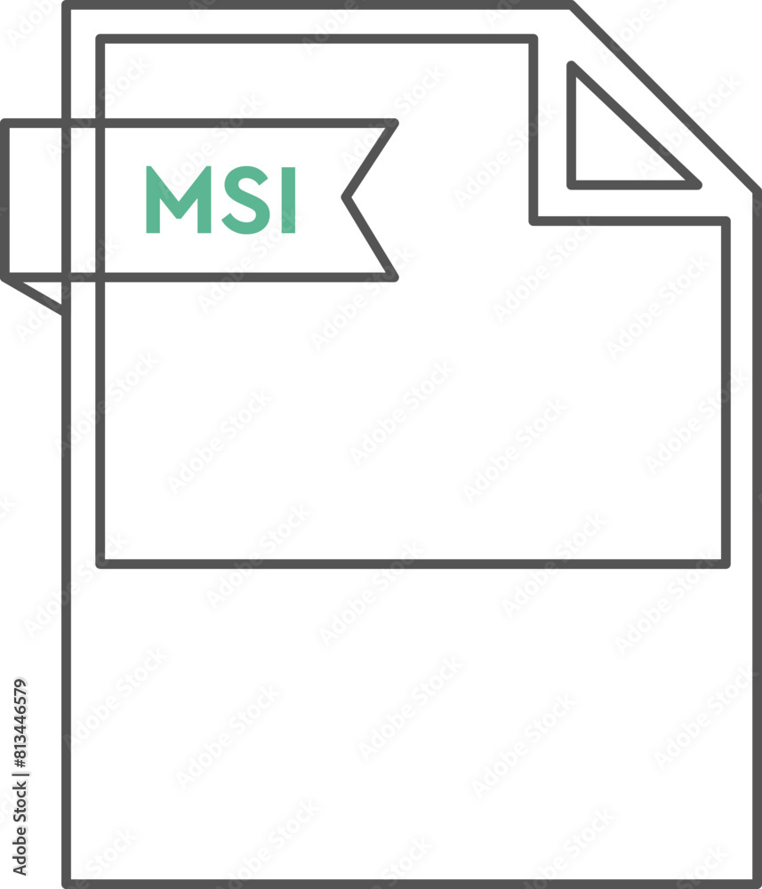 MSI File format icon black outline and light color text MSI File format icon black outline and light color text