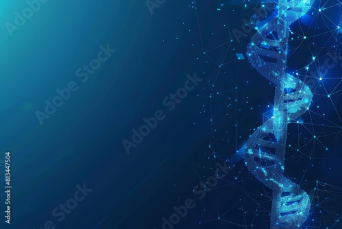 Abstract DNA Helix Banner features a DNA double helix in light blue futuristic style  Sharpen banner template with copy space on center