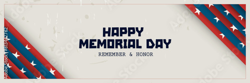 Happy Memorial Day Horizontal Banner Vector illustration. USA flag with stars in the background.