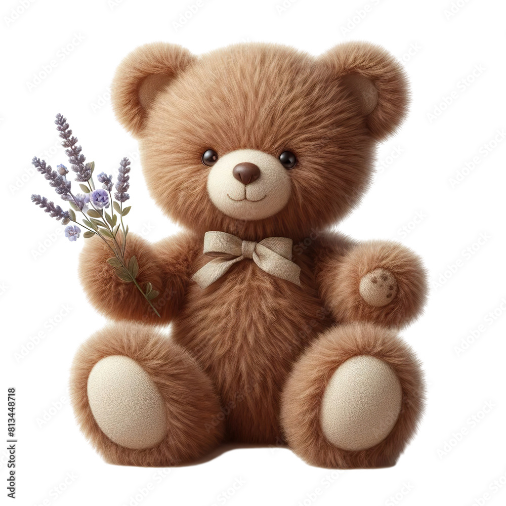 a fur plush stuffed brown teddy bear, white background PNG a fur plush stuffed brown teddy bear, white background PNG