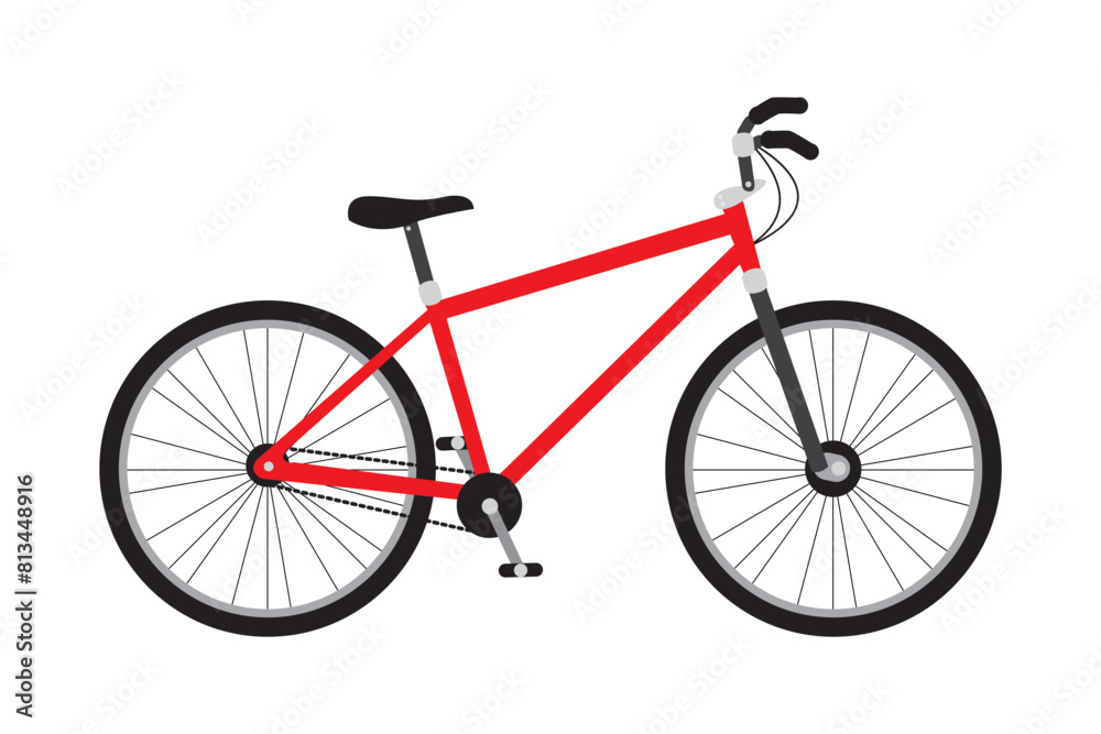 Vector illustration of bicycle side view on transparent background