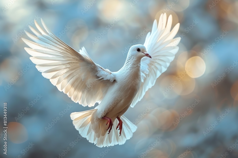White Dove Flying with Open Wings White Dove Flying with Open Wings