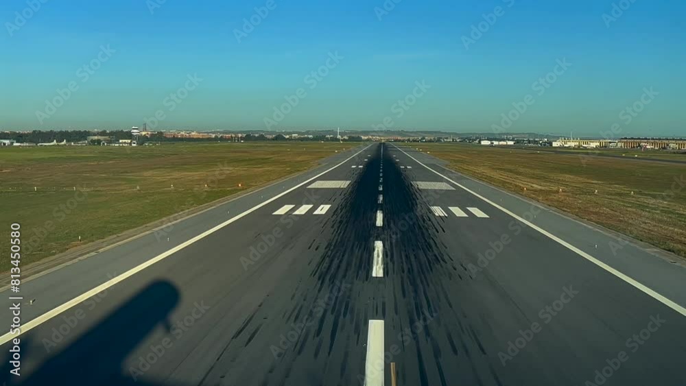 Silhouette of a modern jet over the runway in a real time landing. Immersive pilot POV. 4K 60FPS. Silhouette of a modern jet over the runway in a real time landing. Immersive pilot POV. 4K 60FPS.