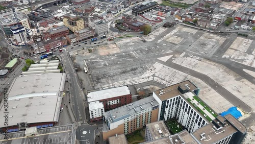 Waste ground ready for development Birmingham city centre UK drone,aerial photo