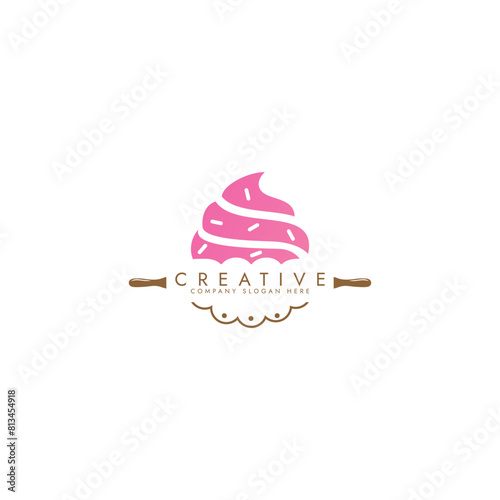 Cake icon vector design Bread logo design vector bakery cake wheat food illustration
