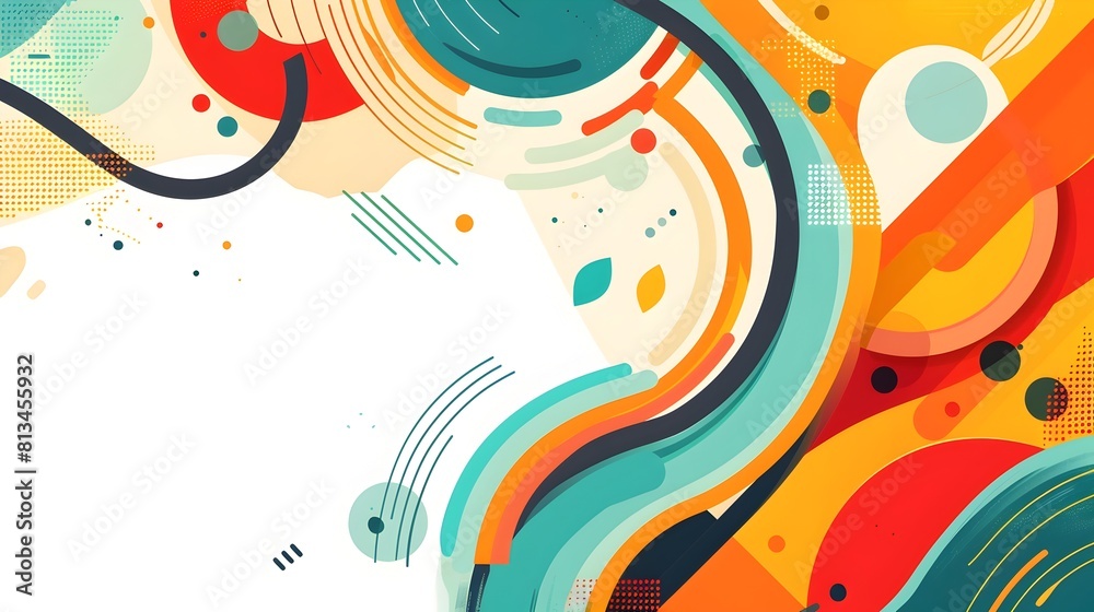 Obraz premium Vibrant Abstract Geometric Shapes Composition with Copyspace for Design