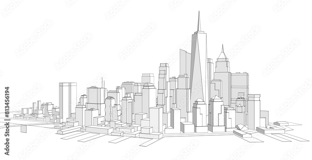 modern architecture city 3d illustration