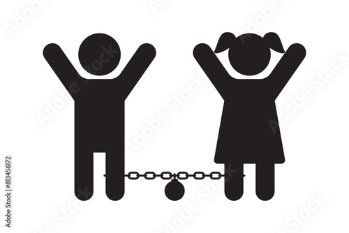 Vector illustration of child labor concept symbol on transparent background