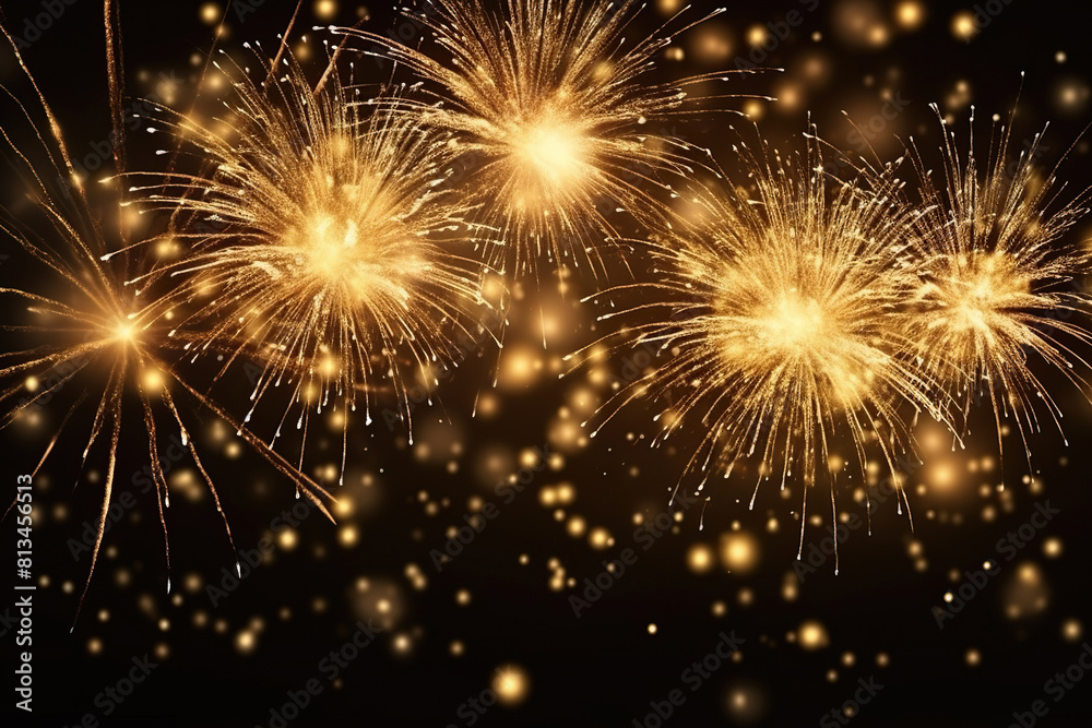 Generative ai on theme festive brightly fireworks on twilight background high in dark sky Generative ai on theme festive brightly fireworks on twilight background high in dark sky