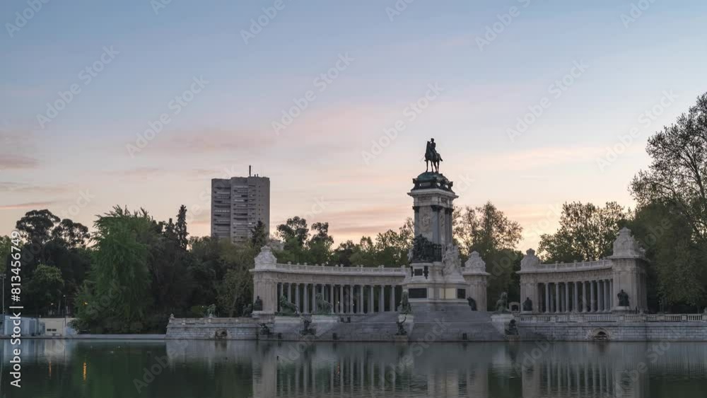Madrid Spain time lapse sunrise at El Retiro Park Madrid Spain time lapse sunrise at El Retiro Park