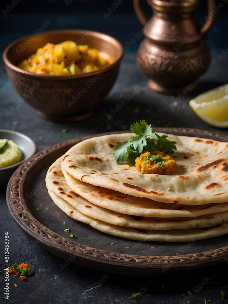 Indian flatbread stuffed with potatoes Indian flatbread stuffed with potatoes