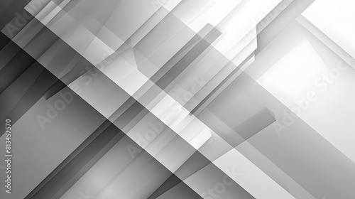 Overlapping Geometric Panels in Grayscale Monochromatic Abstract Background with Copyspace for Graphic Design or Digital Art