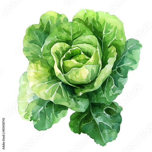 Wallpaper Mural Lettuce salad Watercolor isolated on white background Torontodigital.ca