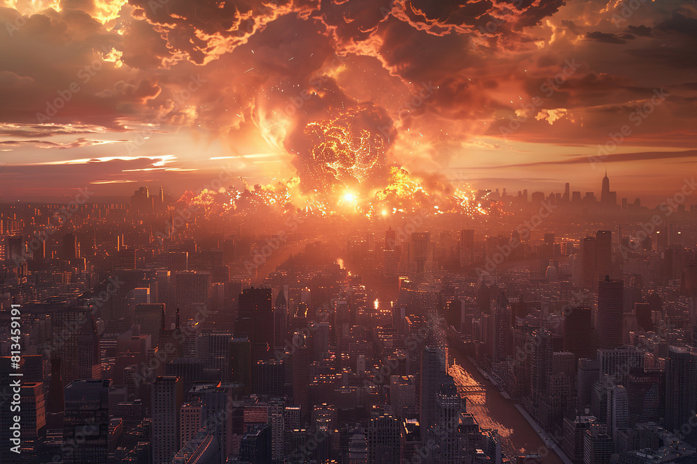 Generative ai on theme of scary nuclear explosion in outdoor, mushroom cloud of nuclear weapons Generative ai on theme of scary nuclear explosion in outdoor, mushroom cloud of nuclear weapons