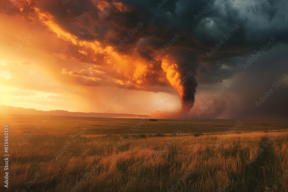 Generative ai on theme of scary ominous huge hurricane tornado, apocalyptic dramatic background Generative ai on theme of scary ominous huge hurricane tornado, apocalyptic dramatic background
