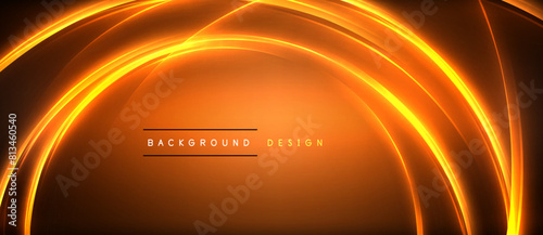 Automotive lighting with amber and orange glowing neon circles on a dark background resembling gas flames. Closeup macro photography highlighting the intricate details of the auto parts heat