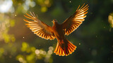 A bird of prey flies through the evening rays of the sun
, Generative AI