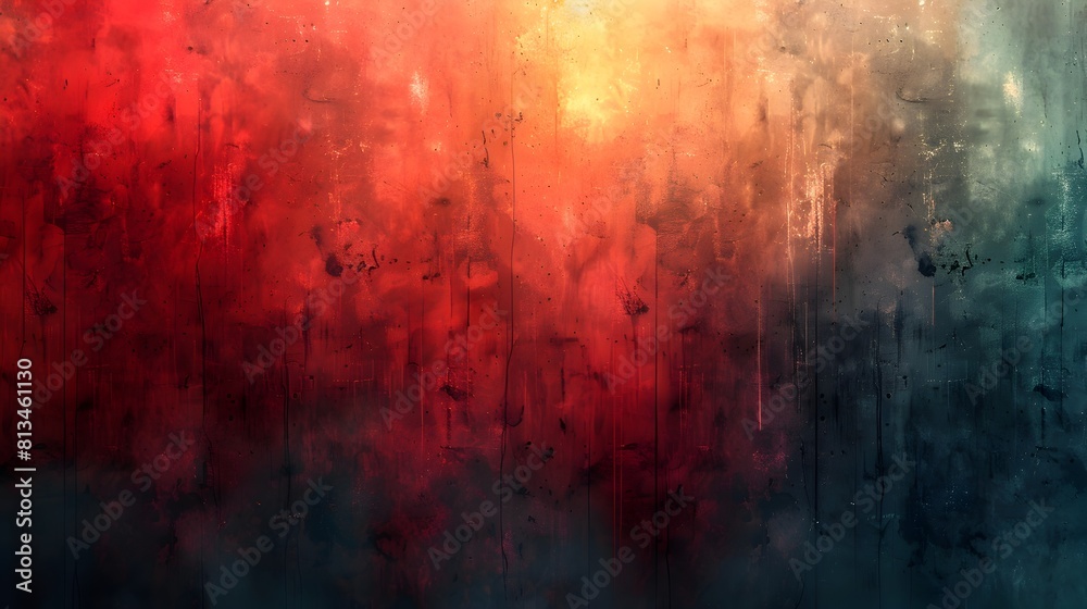 Vibrant Grunge Abstract Background with Layered Textures and Fluid Splashes of Bold Colors