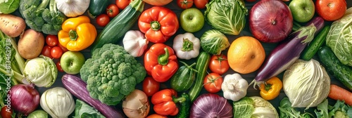 Assortment of fresh vegetables arranged in a top view background  perfect for food advertisements