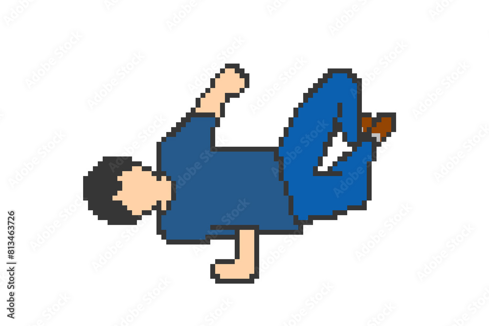 Pixel art break dancing air chair man(blue) Pixel art break dancing air chair man(blue)