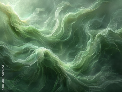 Abstract image with green dynamic swirling lines.