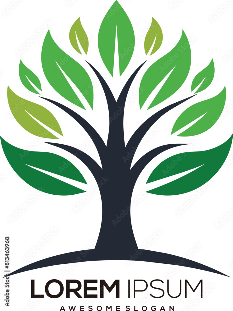 Fototapeta premium a minimalist tree logo vector art illustration with a tree icon logo