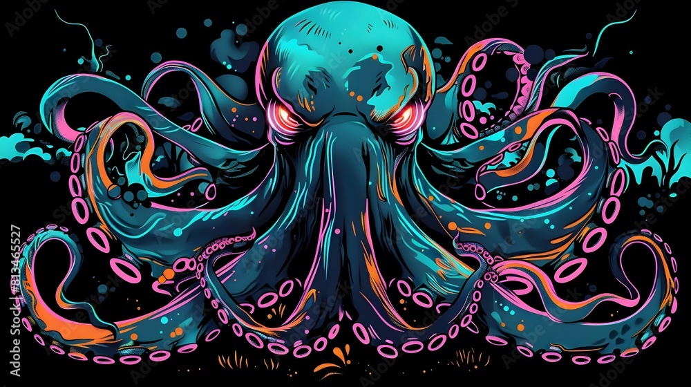 Giant Squid Lurking in the Inky Depths of the Abyssal Zone with Glowing ...