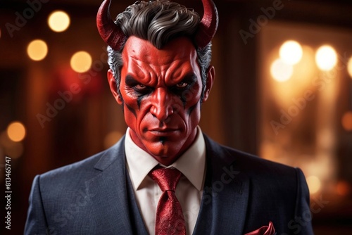 Devil wearing business suit, evil corporate business management leadership boss