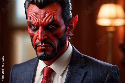 Devil wearing business suit  evil corporate business management leadership boss
