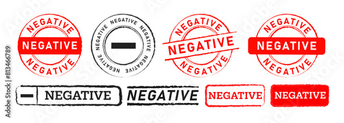 negative red and black color rubber stamp labels ticker sign for information false wrong declined
