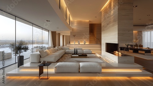Breathtaking Modern Luxury Minimalist Interior Design with Serene and Sophisticated Ambiance © prasong.