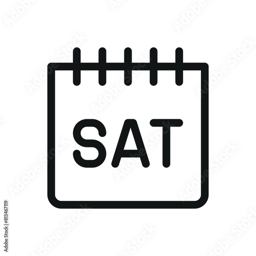 Saturday calendar isolated icon, SAT week day vector symbol with editable stroke