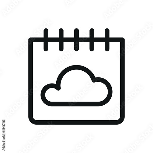 Cloud calendar isolated icon, cloudy period vector icon with editable stroke