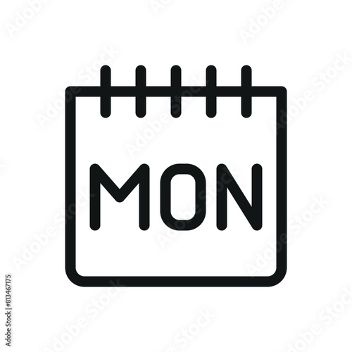 Monday calendar isolated icon, MON week day vector symbol with editable stroke