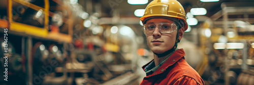 Confident Young Male Engineer in Industrial Factory Setting