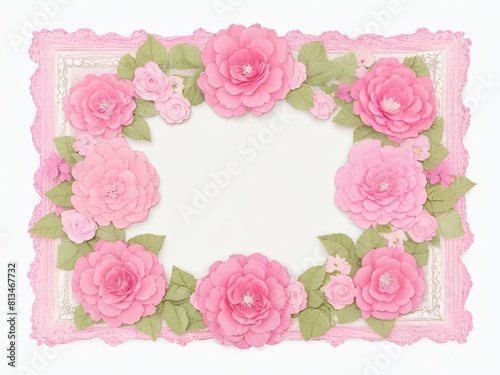 adorable decorative frame with paper flowers © REZAUL4513