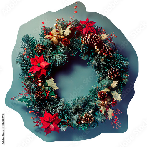 Christmas wreath old fashioned cut out photo