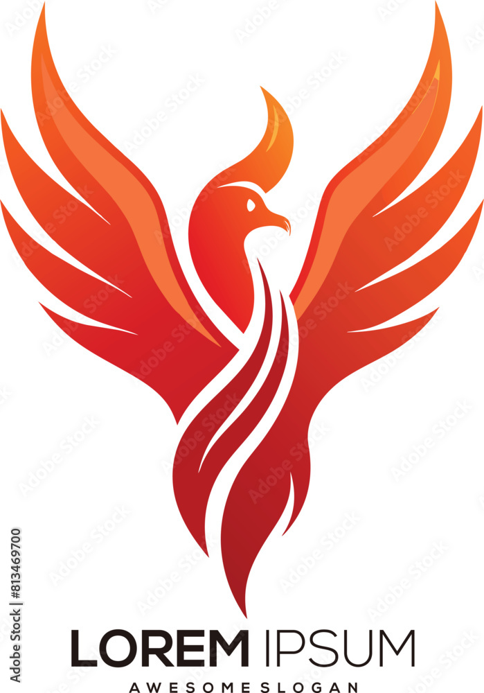 Fototapeta premium minimalist phoenix logo vector art illustration with a phoenix icon logo