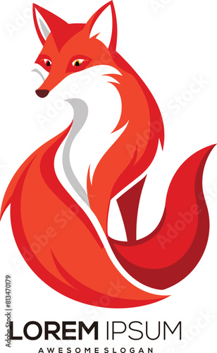 minimalist red fox logo vector art illustration with a red fox icon logo