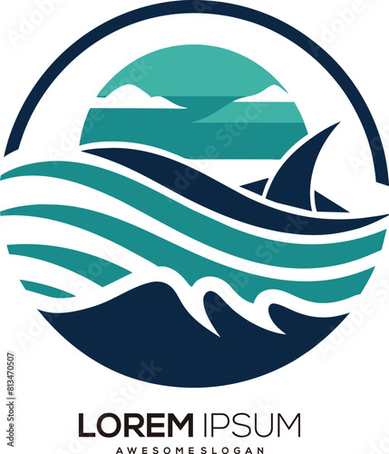 minimalist sea logo vector art illustration with a sea icon logo