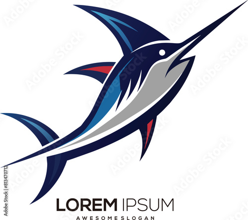 minimalist Swordfish logo vector art illustration with a Swordfish icon logo