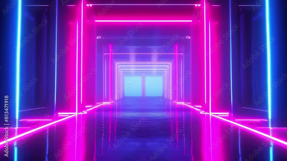moving blue and purple neon lights corridor interior background - 4K stock Video Animation moving blue and purple neon lights corridor interior background - 4K stock Video Animation
