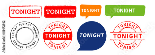 tonight rubber stamp and speech bubble label sticker sign night time