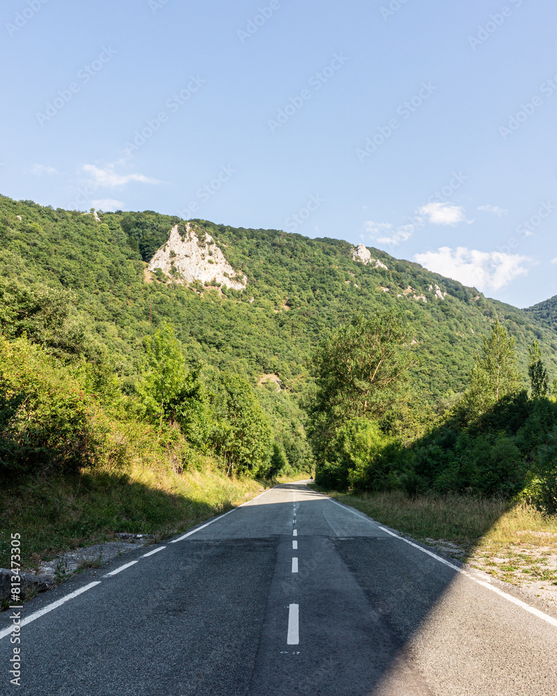 Road in the middle of the forest in northern Spain Road in the middle of the forest in northern Spain