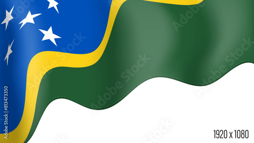 Solomon Islands country flag realistic independence day background. Solomon Islands commonwealth banner in motion waving, fluttering in wind. Festive patriotic HD format template for independence day