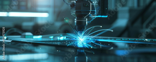 Advanced Laser Engraving Machine in Action with Blue Neon Lights