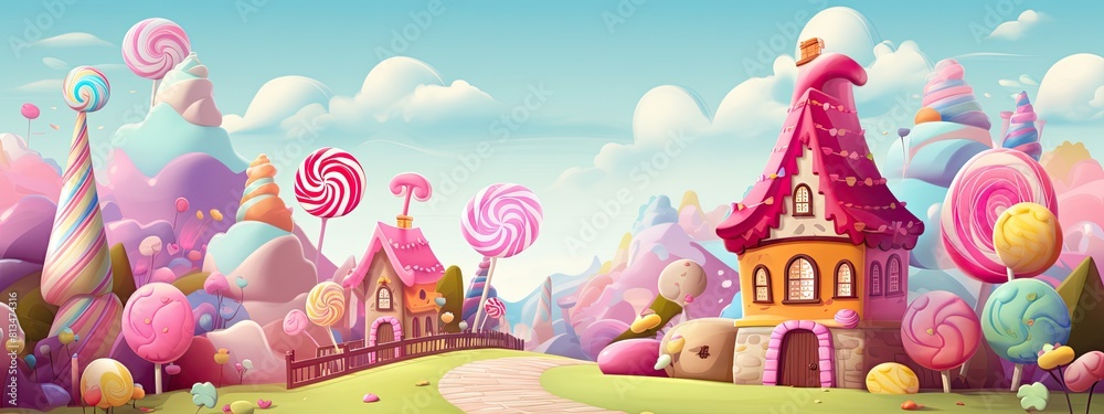 Colorful candy town landscape