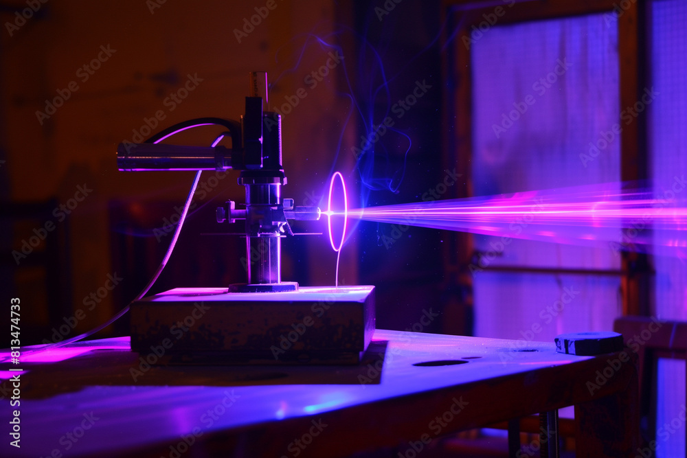 Student Engaged in Laser Light Physics Experiment at Science Fair Student Engaged in Laser Light Physics Experiment at Science Fair