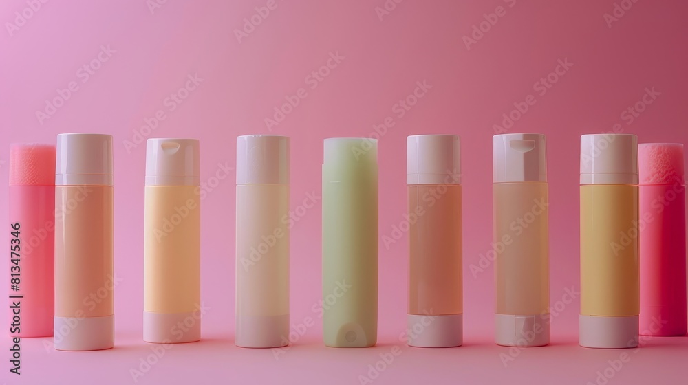 Alternative deodorant bottles arranged under studio lighting for advertising clarity, isolated against a clean background, focused shot Alternative deodorant bottles arranged under studio lighting for advertising clarity, isolated against a clean background, focused shot